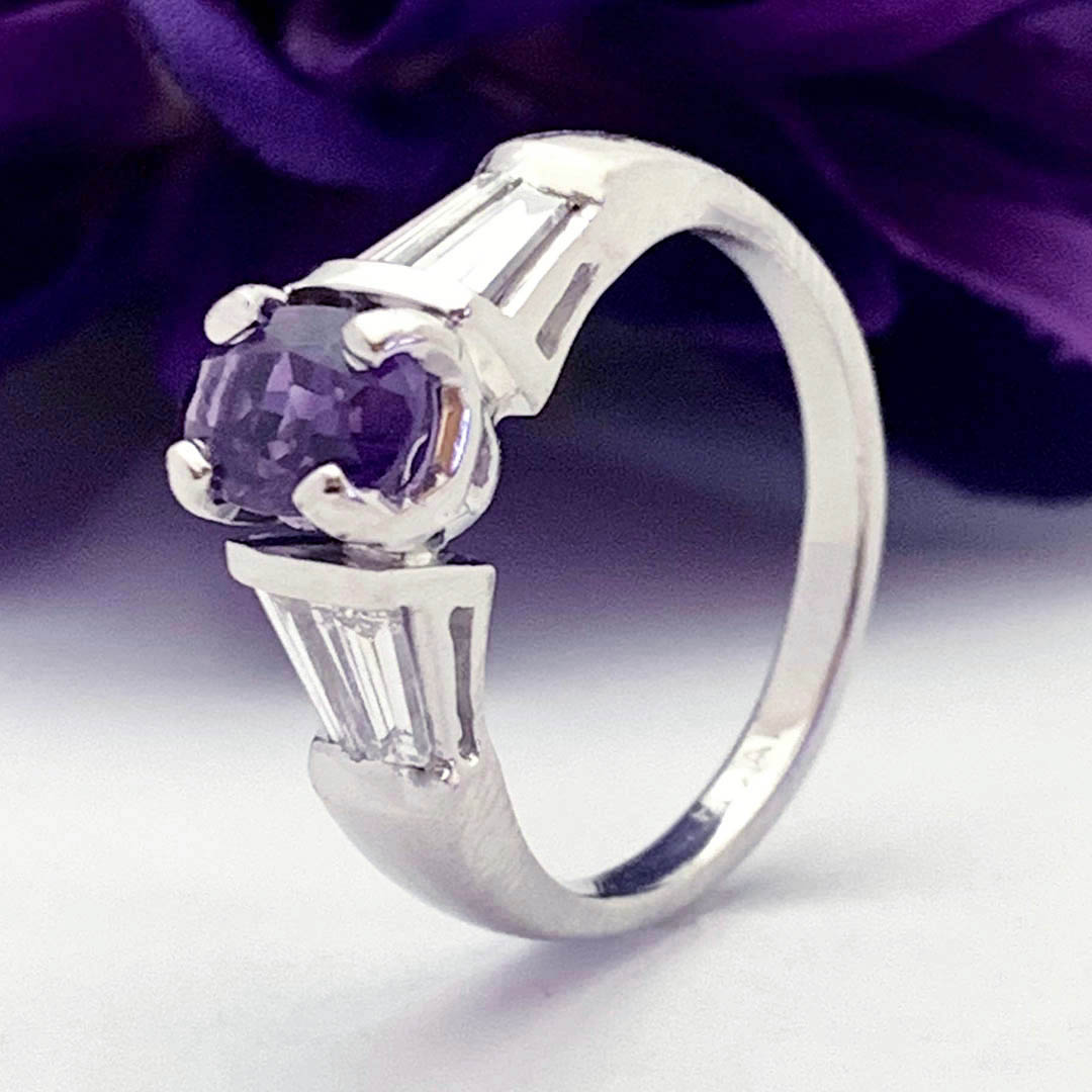 #30355 Amethyst and Baguette Diamond Ring - Image 3
