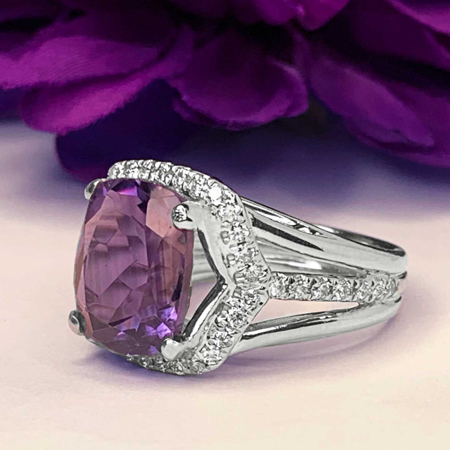 #32520 Purple Passion Amethyst and Diamond Ring - Image 2