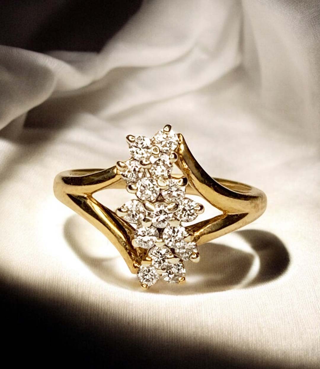 #32673 Vintage Waterfall Diamond Ring - Image 2