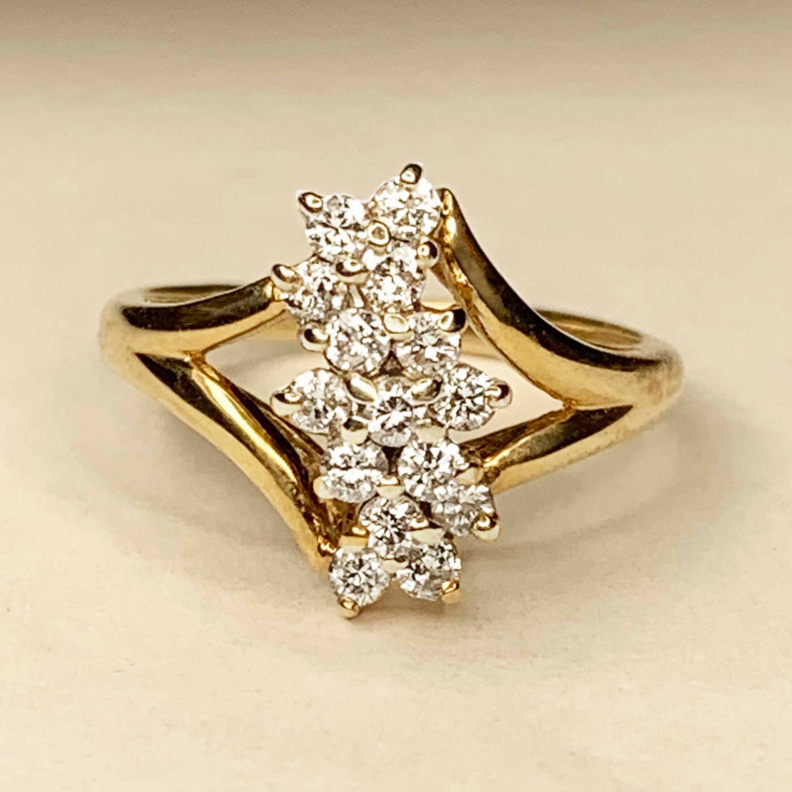 #32673 Vintage Waterfall Diamond Ring - Image 6