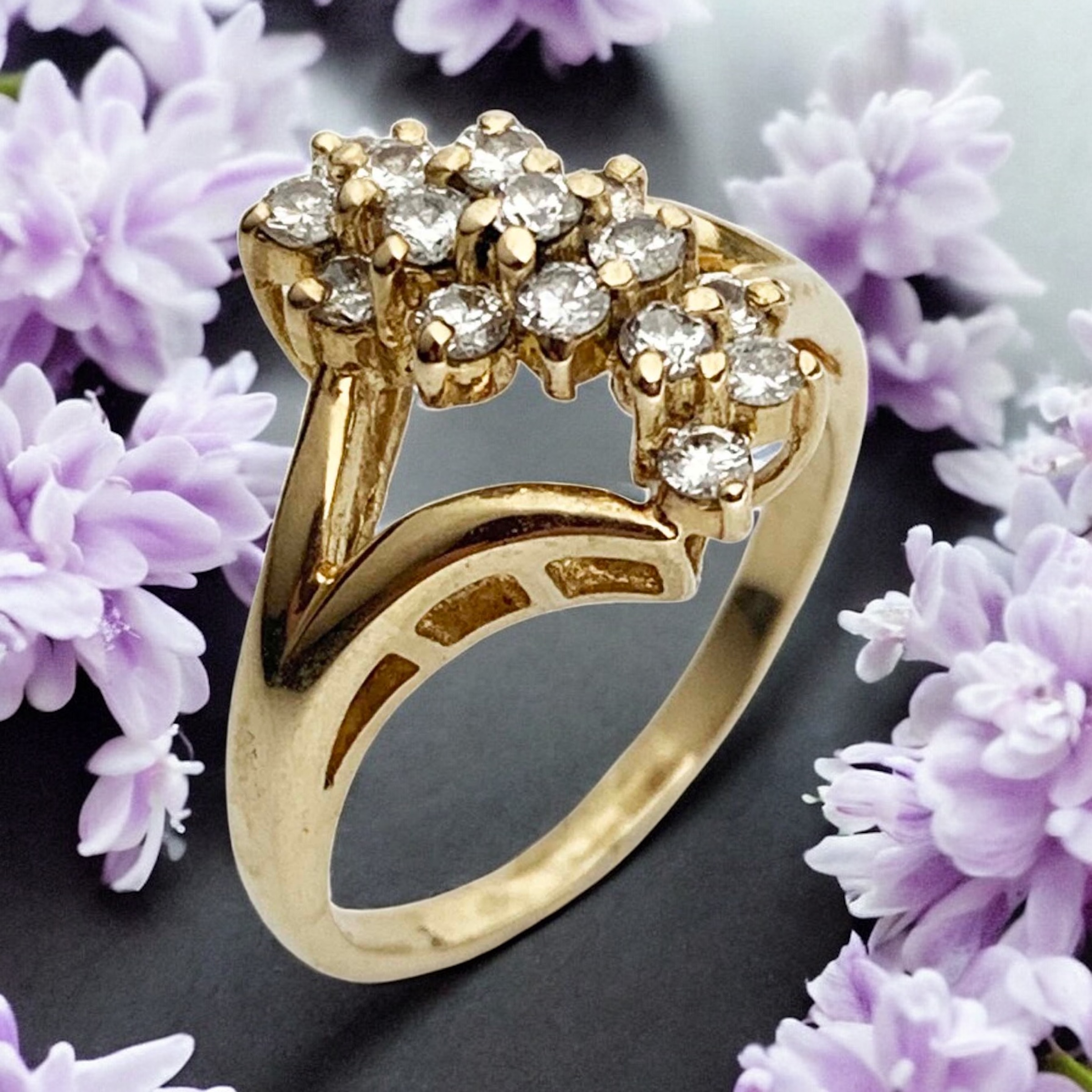 #32673 Vintage Waterfall Diamond Ring - Image 3