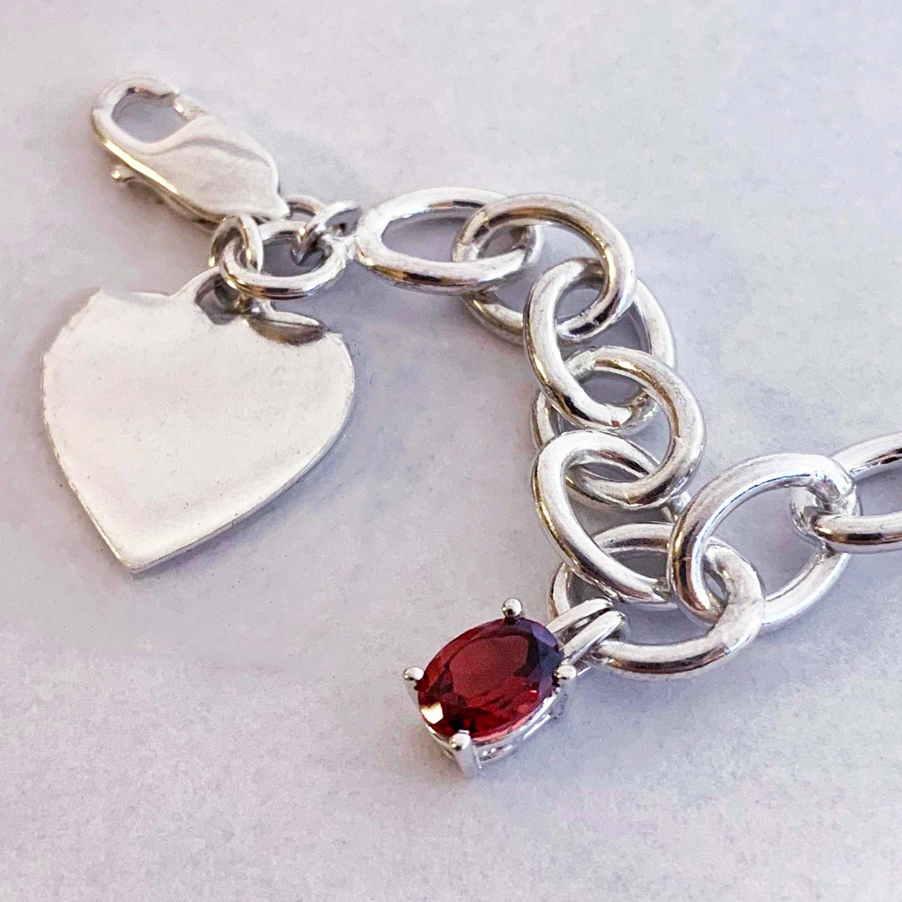 # Amethyst or Garnet Heart Bracelet - Image 2