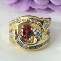 #12279 - Custom Free-Form Garnet and Diamond Ring