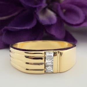 Mans vintage square cut diamond ring
