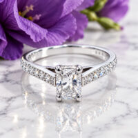 #32843 Ventana Radiant Cut Diamond Cathedral Engagement Ring