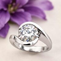 #E1736 Elsa Half-Bezel Floating Diamond Solitaire Engagement Ring