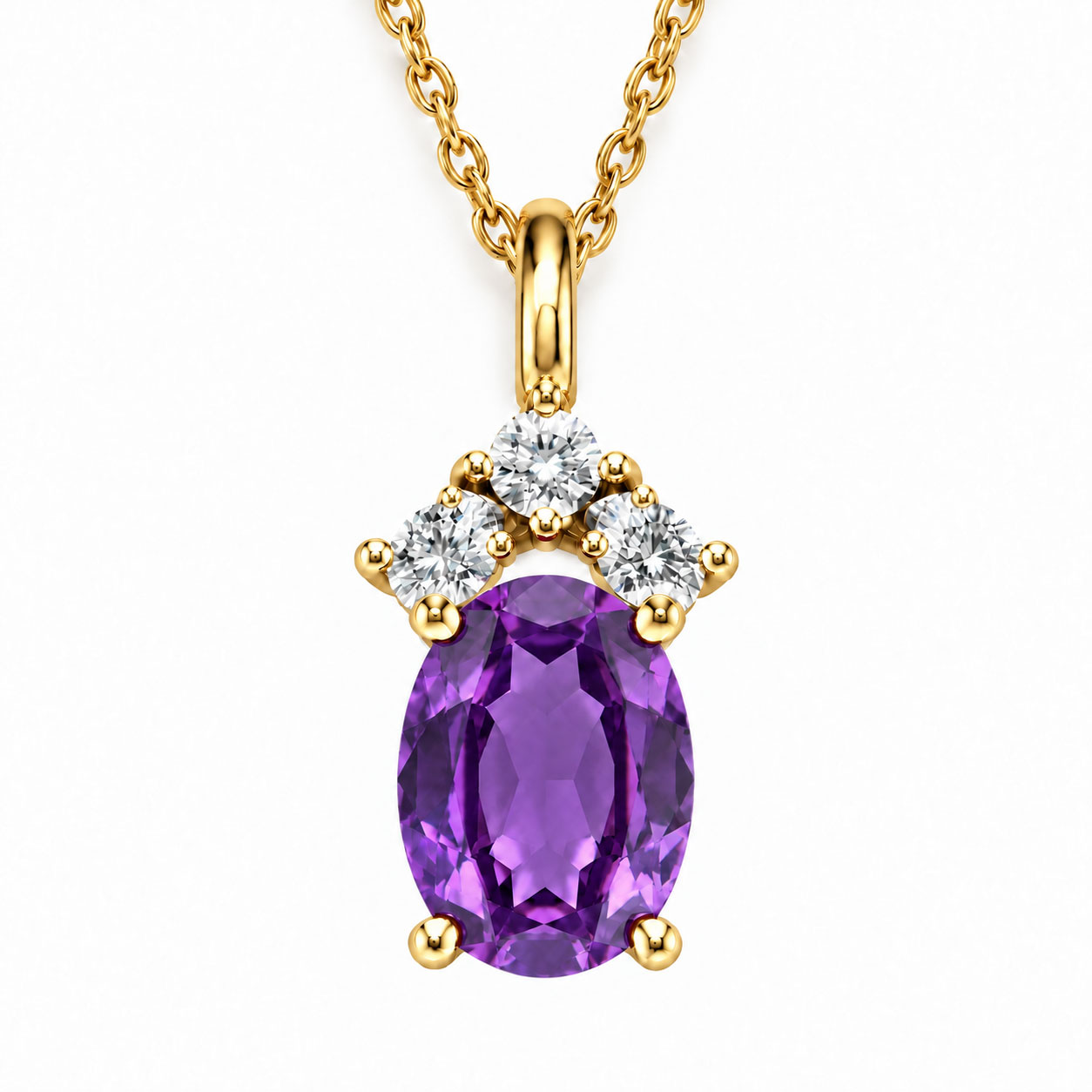 Amethyst or Garnet and Diamond Crown Pendant - Image 3