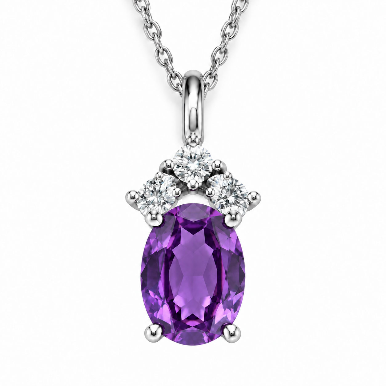 Amethyst or Garnet and Diamond Crown Pendant - Image 5