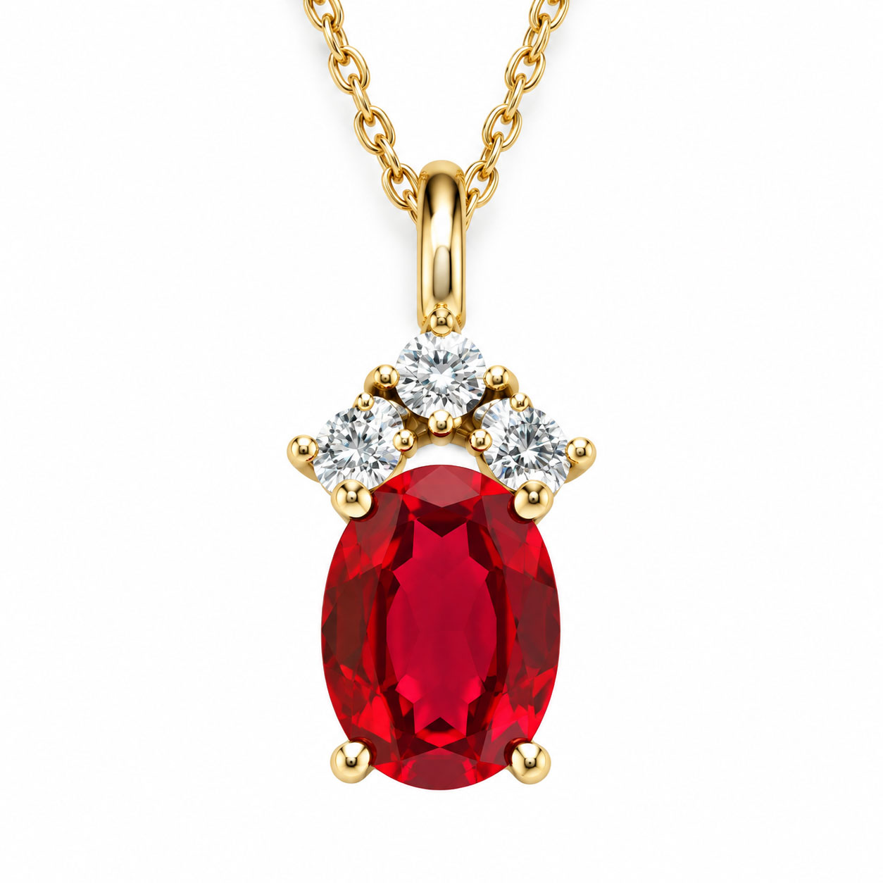 Amethyst or Garnet and Diamond Crown Pendant