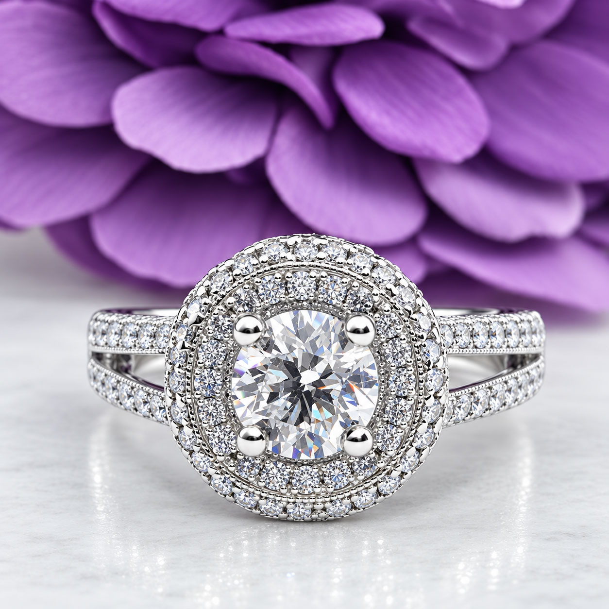 #31635 Lavella Halo Diamond Engagement Ring - Image 2