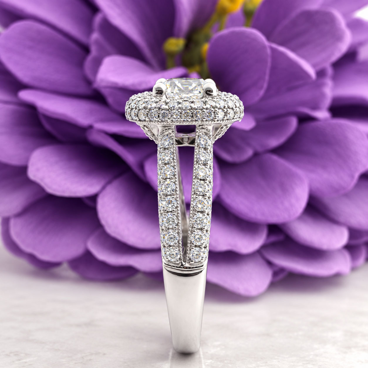 #31635 Lavella Halo Diamond Engagement Ring - Image 3
